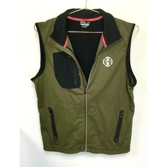 Polo Sport Ralph Lauren Mens Green Full-Zip Performance Cycling Vest Medium - Picture 1 of 11